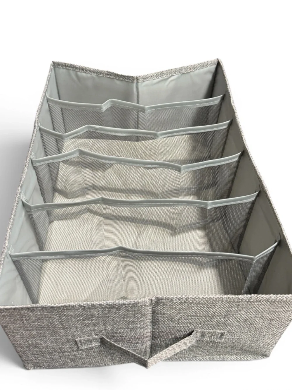 Foldable Gray Drawer Organizer | 5 Compartment Sock & Lingerie Storage